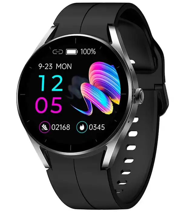 Elegantan crni pametni sat sa kružnim ekranom