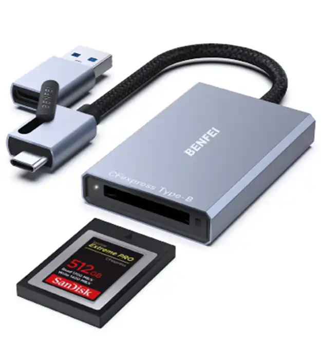 CFexpress Type B Čitač Kartica - USB 3.2 Gen 2, 10Gbps, 2-u-1 USB-C & USB-A Adapter - Platforma za Online prodaju Concept Mango