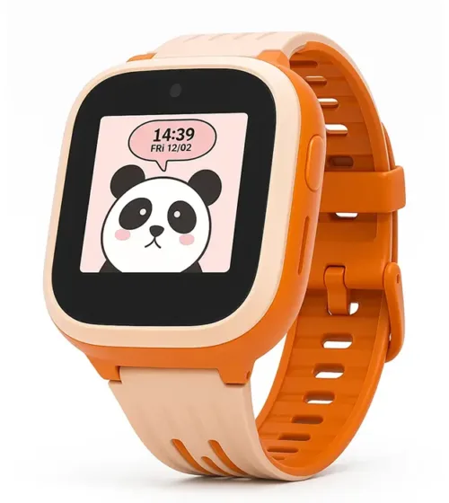 Narandžasti pametni dečiji sat LD-6202 sa ekranom na kojem je prikazan panda motiv
