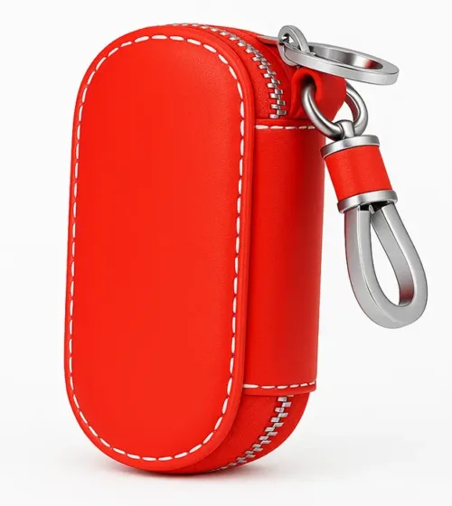 Crvena kožna futrola za ključeve sa karabinom RedZip