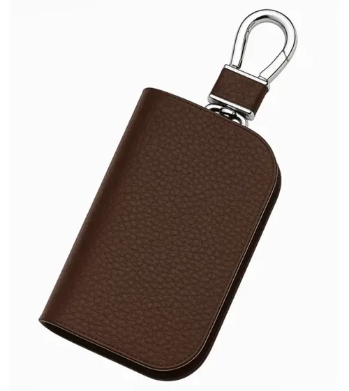 Braon kožni multifunkcionalni privezak za ključeve sa metalnom kukom – Lockvero