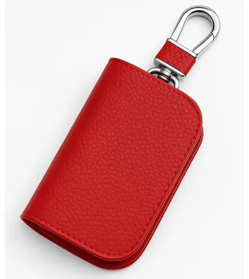 Crveni kožni multifunkcionalni privezak za ključeve sa metalnom kukom – Lockvero
