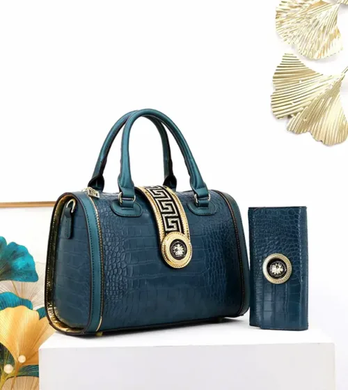 Luksuzna ženska torba Elanora Croco Luxe sa zlatnim detaljima i krokodilskom teksturom