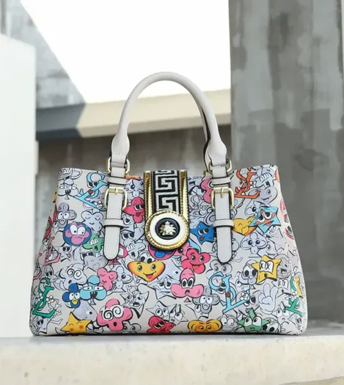 Florvelle Muse ženska torba sa umetničkim printom i zlatnim kopčama