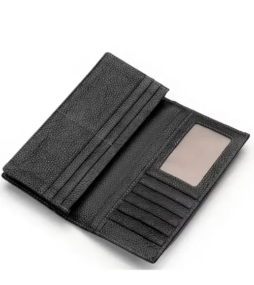 Muški kožni novčanik Ironhide od prave kože, otvoren prikaz sa pregradama za kartice i dokumenta.