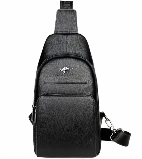 Muška elegantna kožna crossbody torba LeatherEdge od prave kože – crna boja, minimalistički dizajn