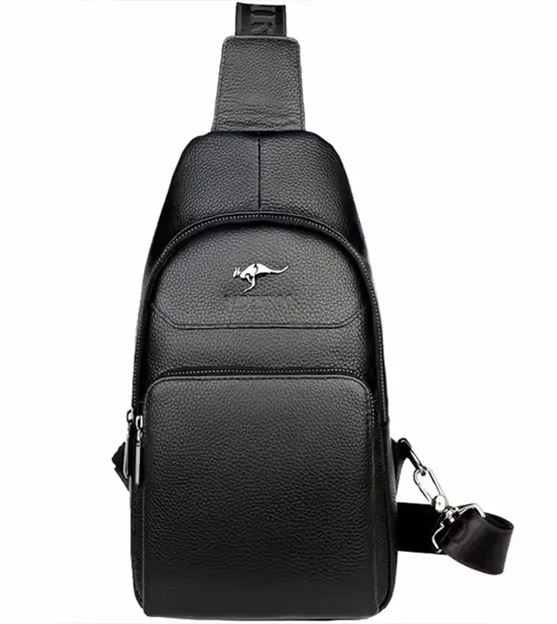 Muška elegantna kožna crossbody torba LeatherEdge od prave kože – crna boja, minimalistički dizajn