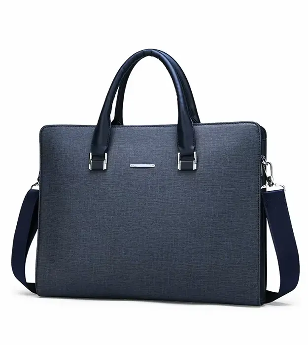 Lorviano Blu – elegantna poslovna muška torba od plave PU kože sa pregradama za laptop i dokumenta