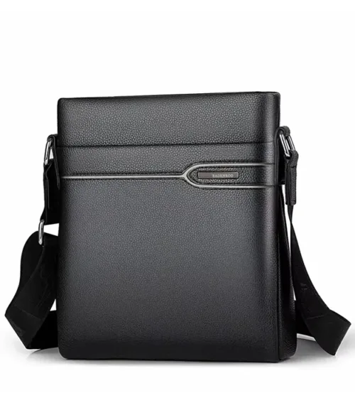 Muška torba preko ramena Vellaro od crne PU kože sa vintage dizajnom i podesivim kaišem