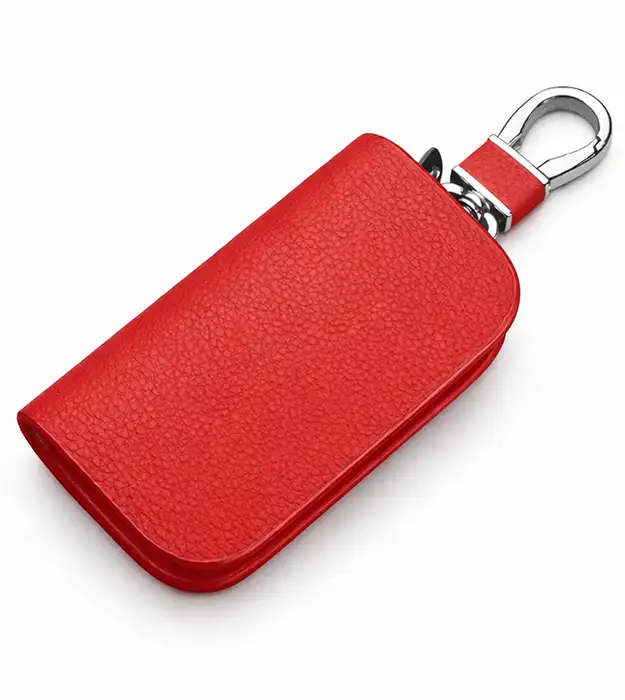 Morvello crvena kožna futrola za ključeve sa metalnom karabinom