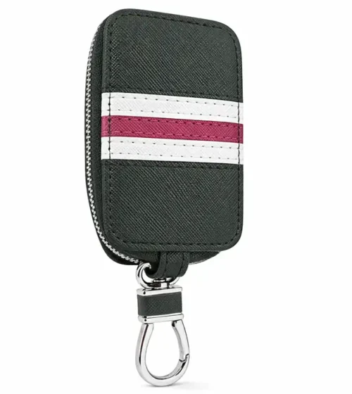 Kožna futrola za ključeve Naviron Redline sa metalnom karabinom i crvenom linijom