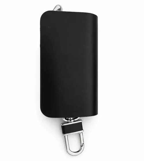 Crna kožna futrola za ključeve Velmor sa glatkom površinom i sigurnim kopčanjem