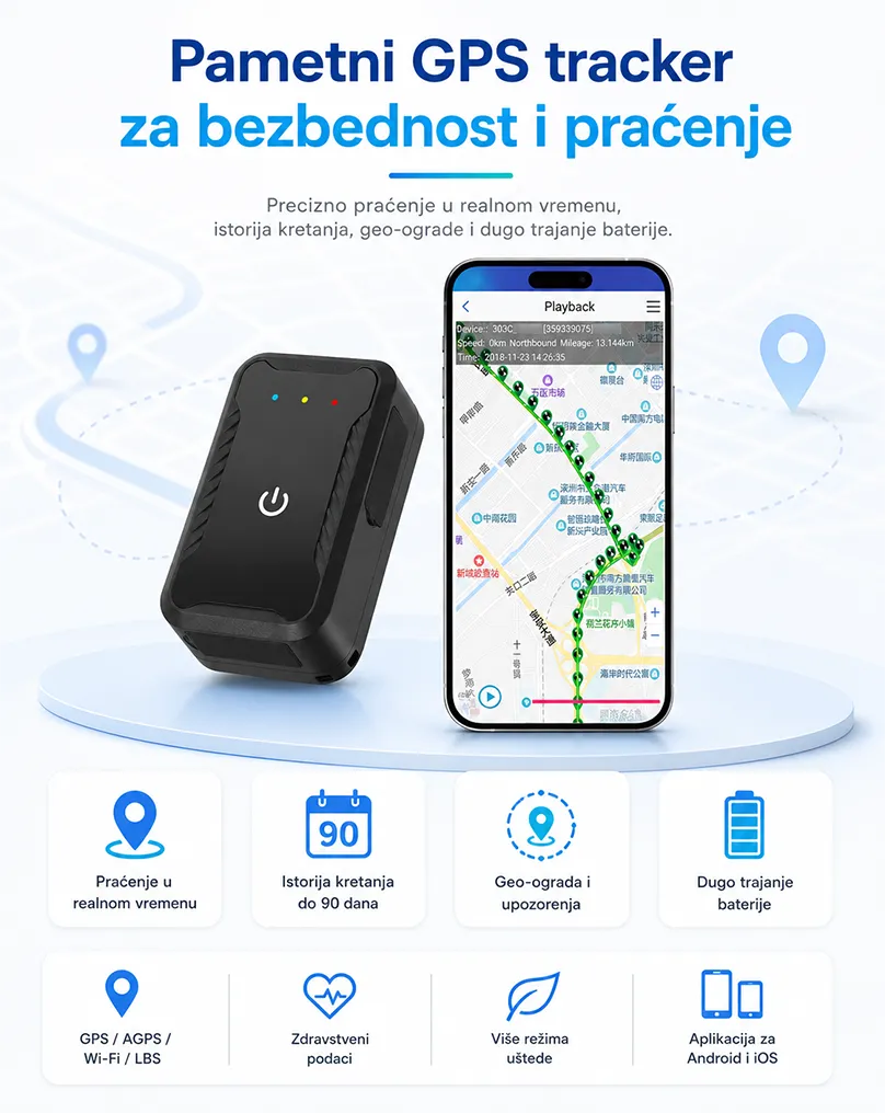 4G GPS tracker za praćenje vozila i imovine preko mobilne aplikacije sa prikazom lokacije u realnom vremenu