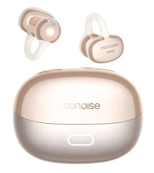 Bežične Bluetooth slušalice bež boje sa kućištem za punjenje